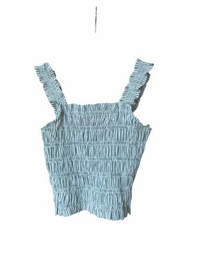 Good Luck Gem Light Green Smocked Ruffle Strap Crop Top